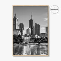 Melbourne Skyline Black and White Fine Art Photo Print, Southbank, Victoria Australia Wall Poster