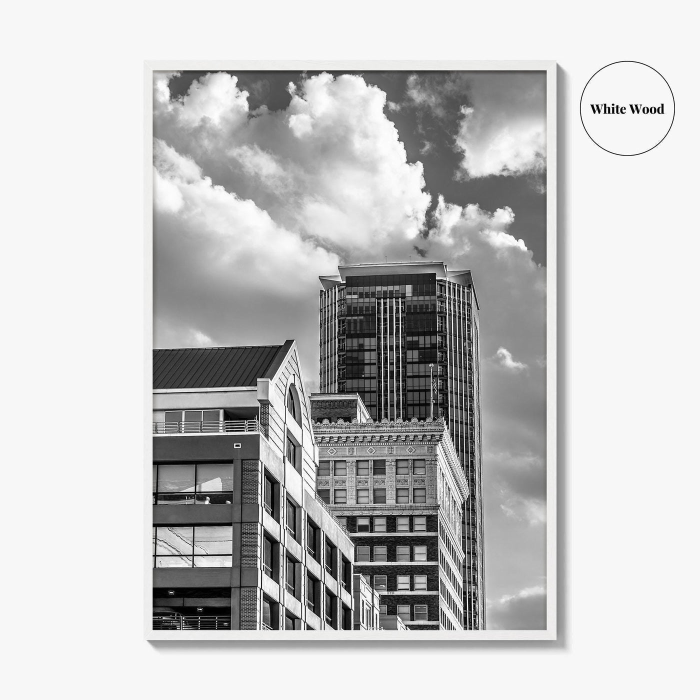 Fort Worth Black and White Fine Art Photo Print, Downtown Texas USA Poster