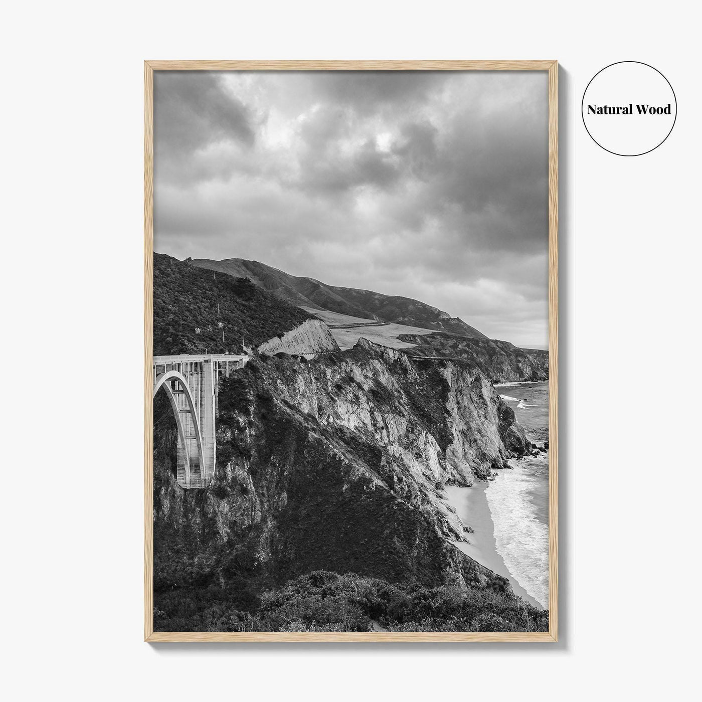 Big Sur Black and White Fine Art Photo Print, Bixby Bridge Poster