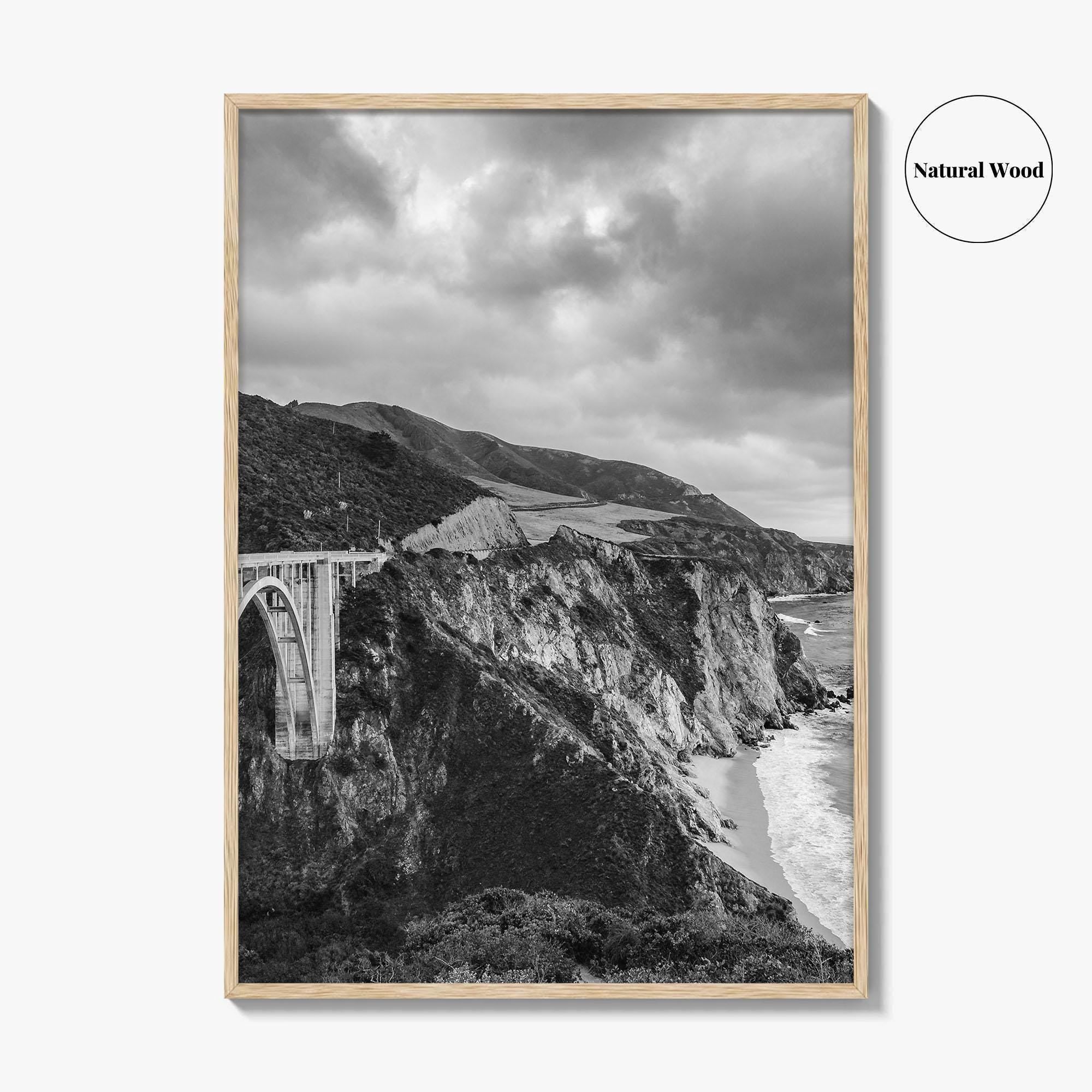 Big Sur Black and White Fine Art Photo Print, Bixby Bridge Poster