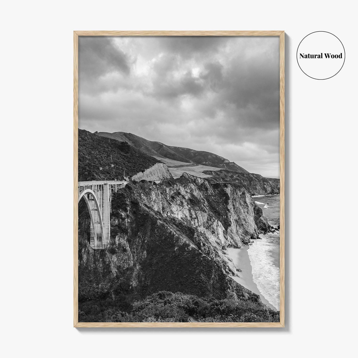 Big Sur Black and White Fine Art Photo Print, Bixby Bridge Poster