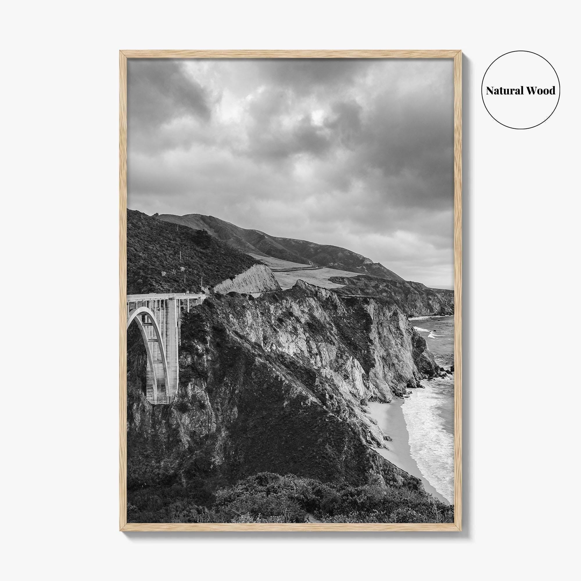 Big Sur Black and White Fine Art Photo Print, Bixby Bridge Poster