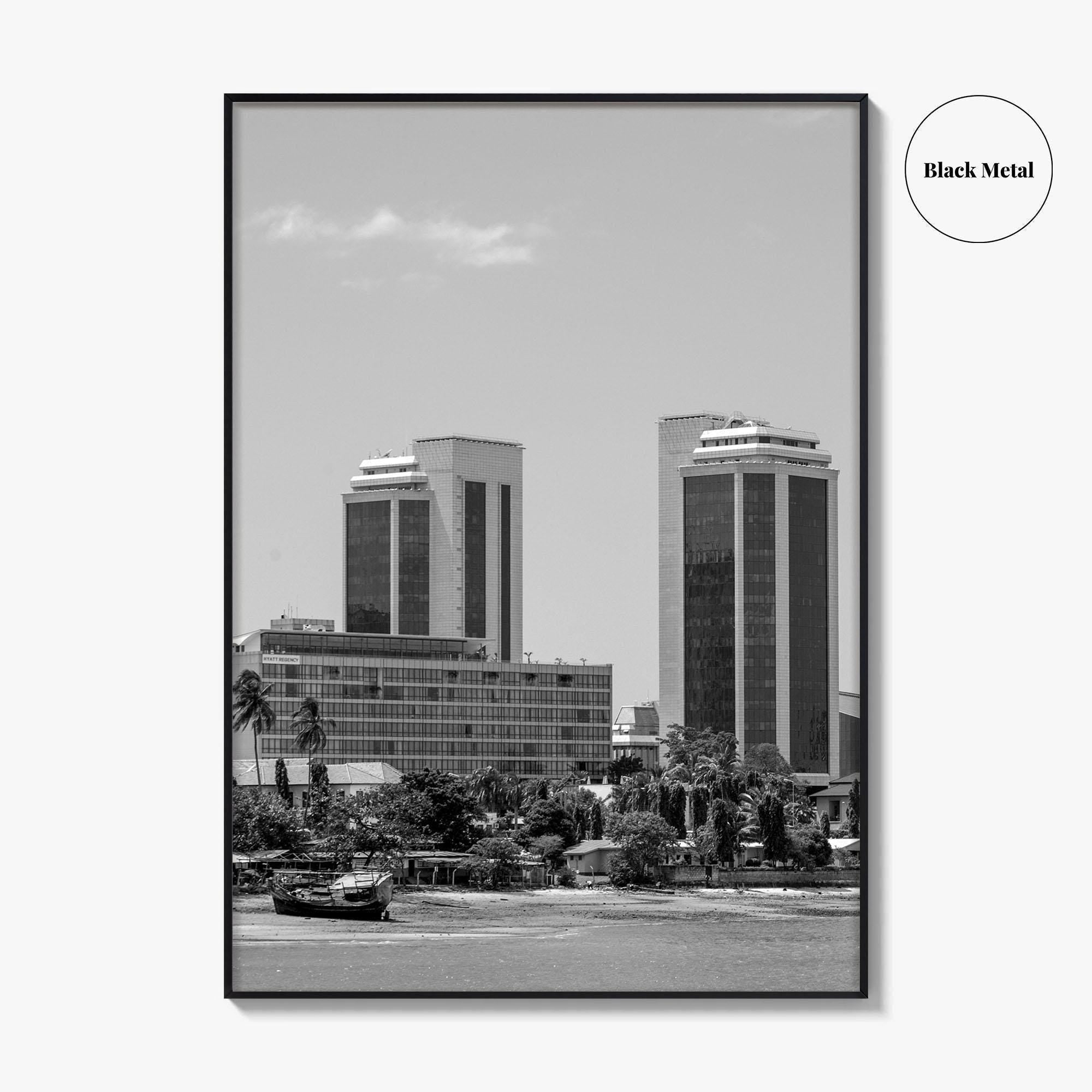 Dar es Salaam Skyline Black and White Fine Art Photo Print, Tanzania Poster
