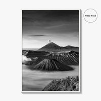 Mount Bromo Black and White Fine Art Photo Print, East Java Volcano Poster