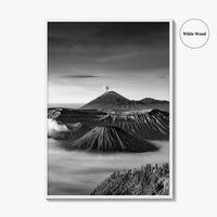 Mount Bromo Black and White Fine Art Photo Print, East Java Volcano Poster