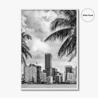 Miami Skyline Black and White Fine Art Photo Print, Florida Downtown Wall Poster, USA