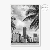 Miami Skyline Black and White Fine Art Photo Print, Florida Downtown Wall Poster, USA