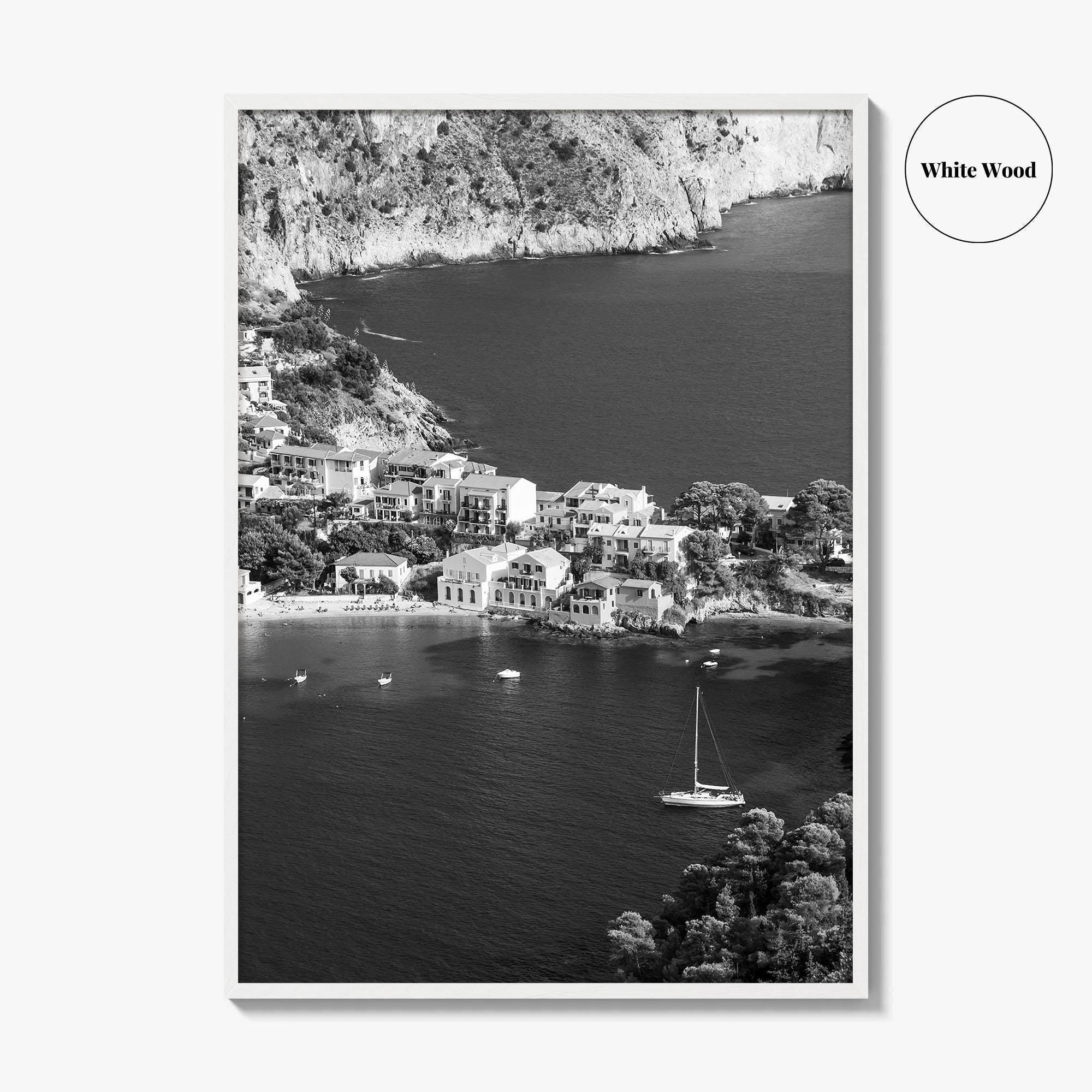 Cephalonia Black and White Fine Art Photo Print, Assos Village Kefalonia Greece Poster