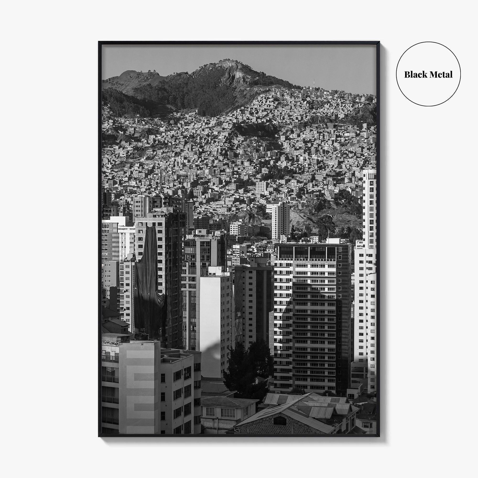 La Paz Black and White Fine Art Photo Print, Bolivia Andes Mountains Poster