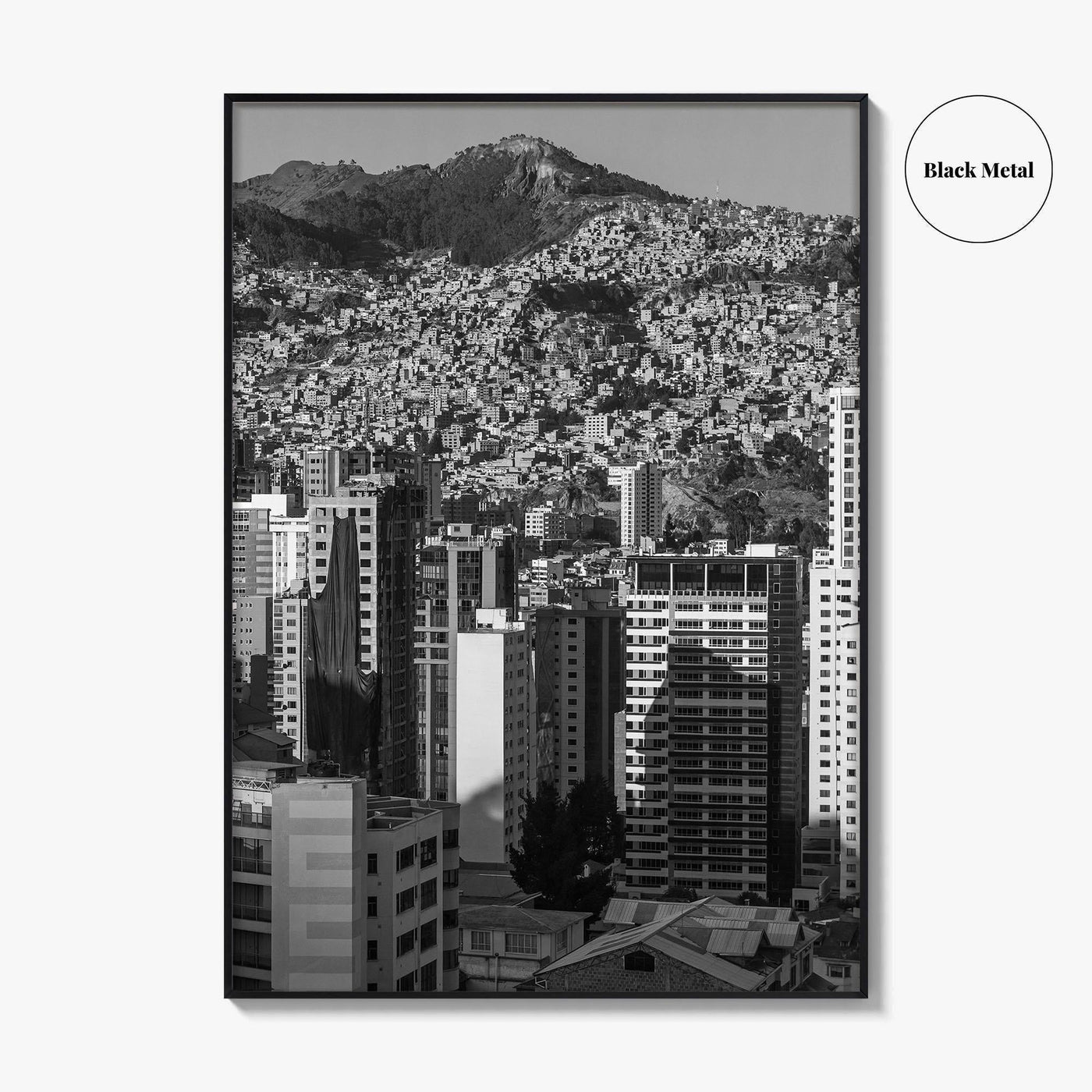 La Paz Black and White Fine Art Photo Print, Bolivia Andes Mountains Poster