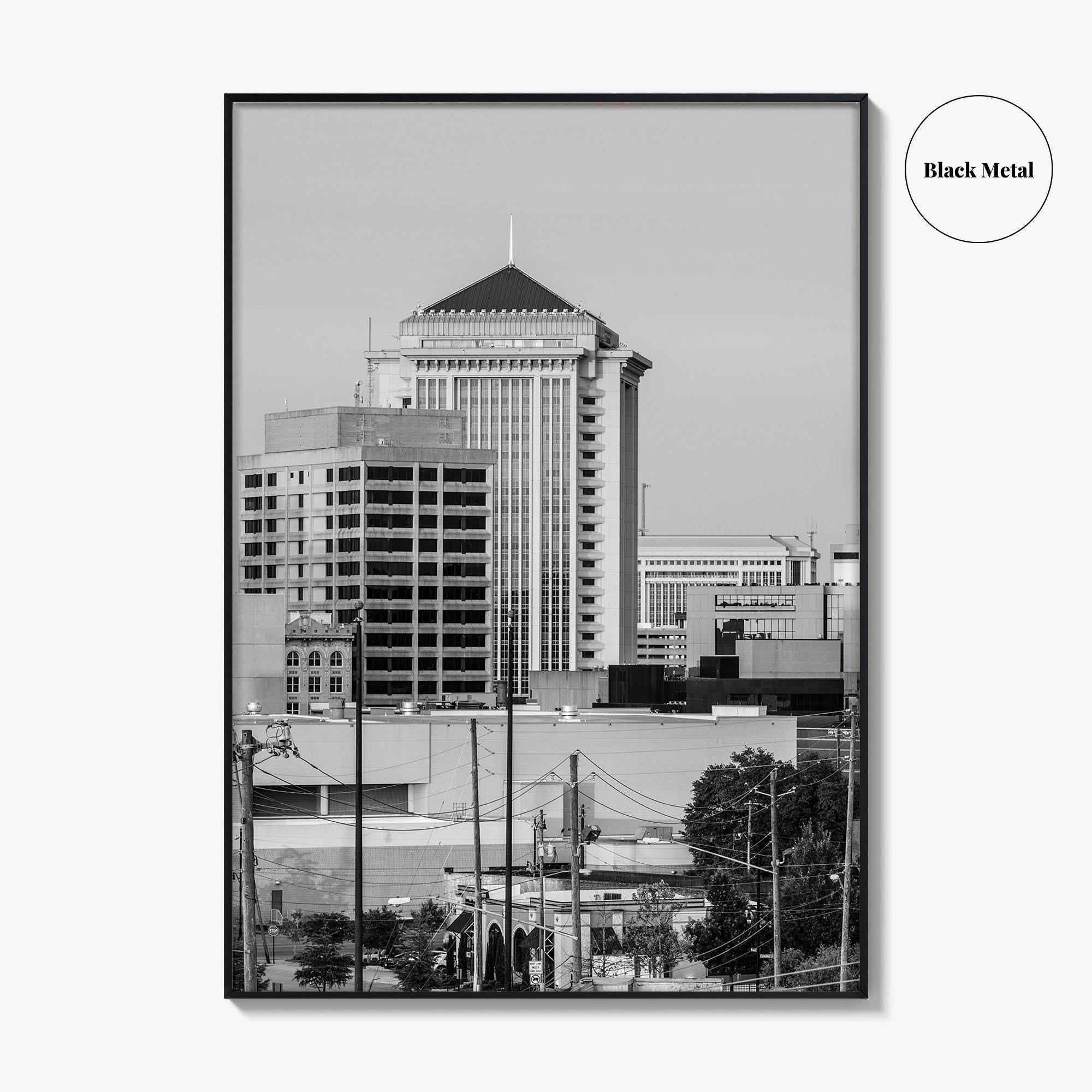 Montgomery Skyline Black and White Fine Art Photo Print, Downtown, Alabama USA Poster