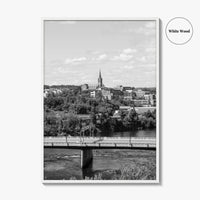 Manchester New Hampshire Skyline Black and White Fine Art Photo Print, Poster, Merrimack River