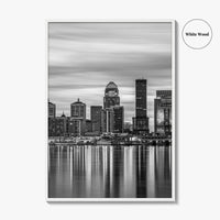 Louisville Skyline Black and White Fine Art Photo Print, Kentucky River Poster