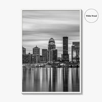 Louisville Skyline Black and White Fine Art Photo Print, Kentucky River Poster