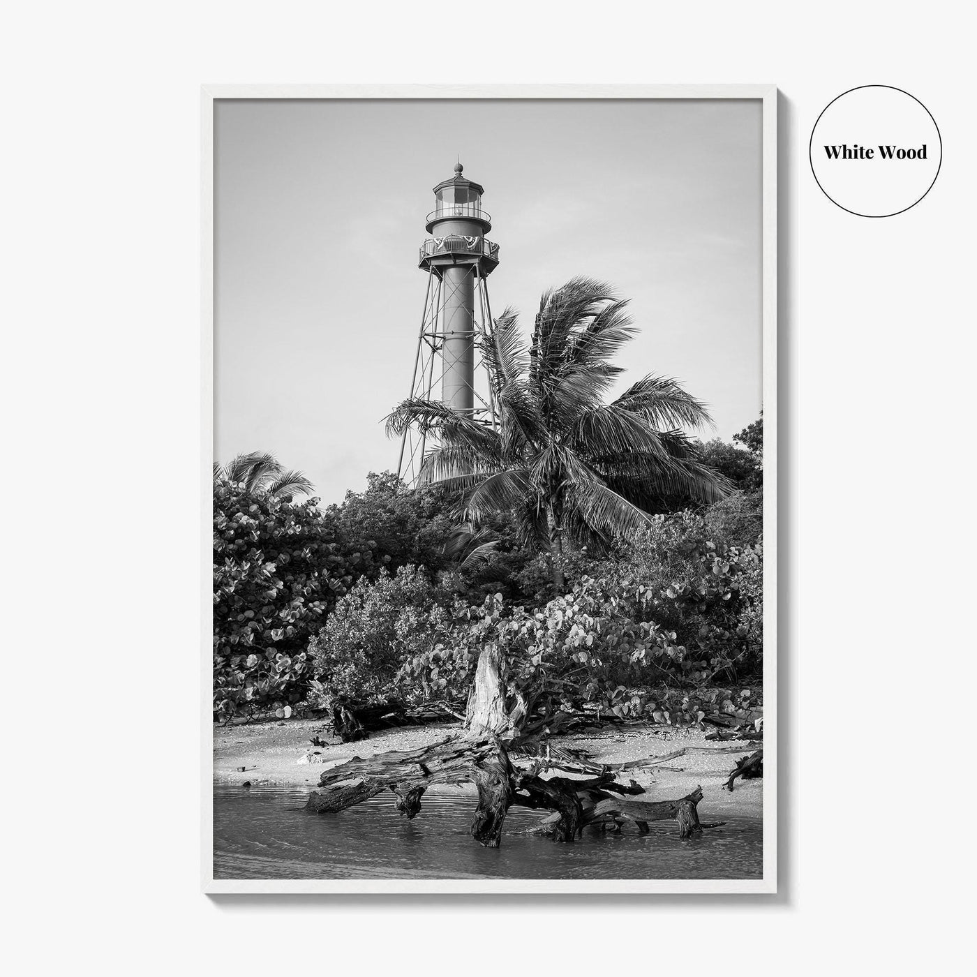 Captiva Black and White Fine Art Photo Print, Sanibel Island Lighthouse, Florida Poster