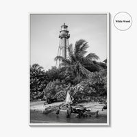 Captiva Black and White Fine Art Photo Print, Sanibel Island Lighthouse, Florida Poster
