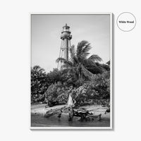 Captiva Black and White Fine Art Photo Print, Sanibel Island Lighthouse, Florida Poster
