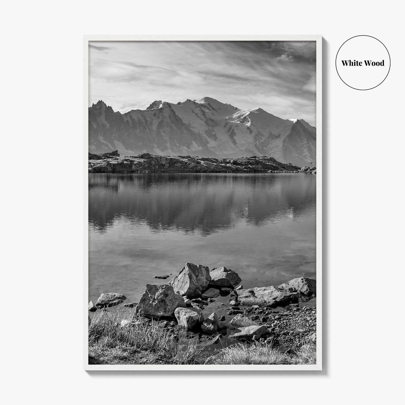 Chamonix Black and White Fine Art Photo Print, Mont Blanc French Alps Poster