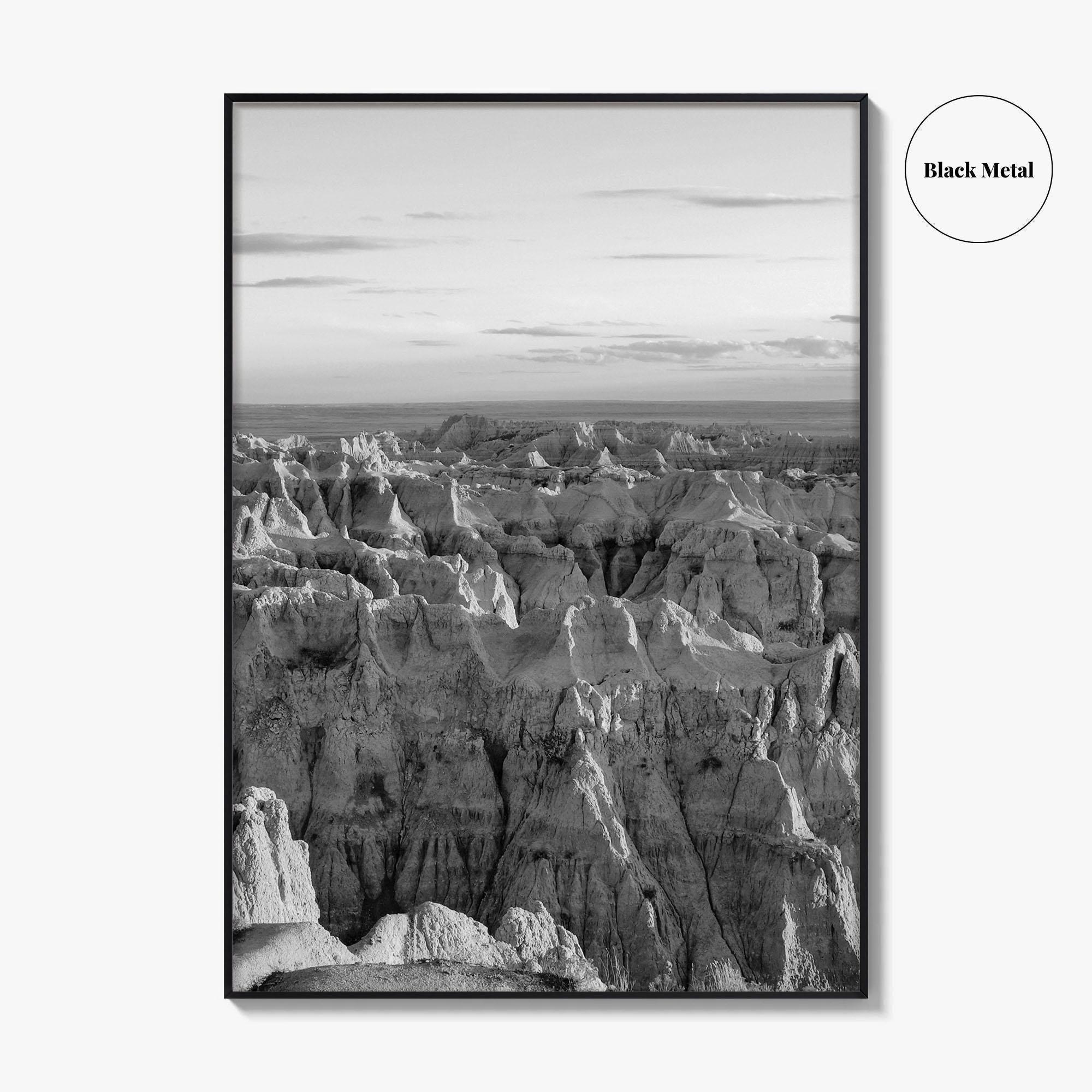 Badlands National Park Black and White Fine Art Photo Print, South Dakota Landscape Poster