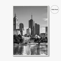 Melbourne Skyline Black and White Fine Art Photo Print, Southbank, Victoria Australia Wall Poster