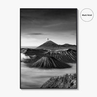 Mount Bromo Black and White Fine Art Photo Print, East Java Volcano Poster