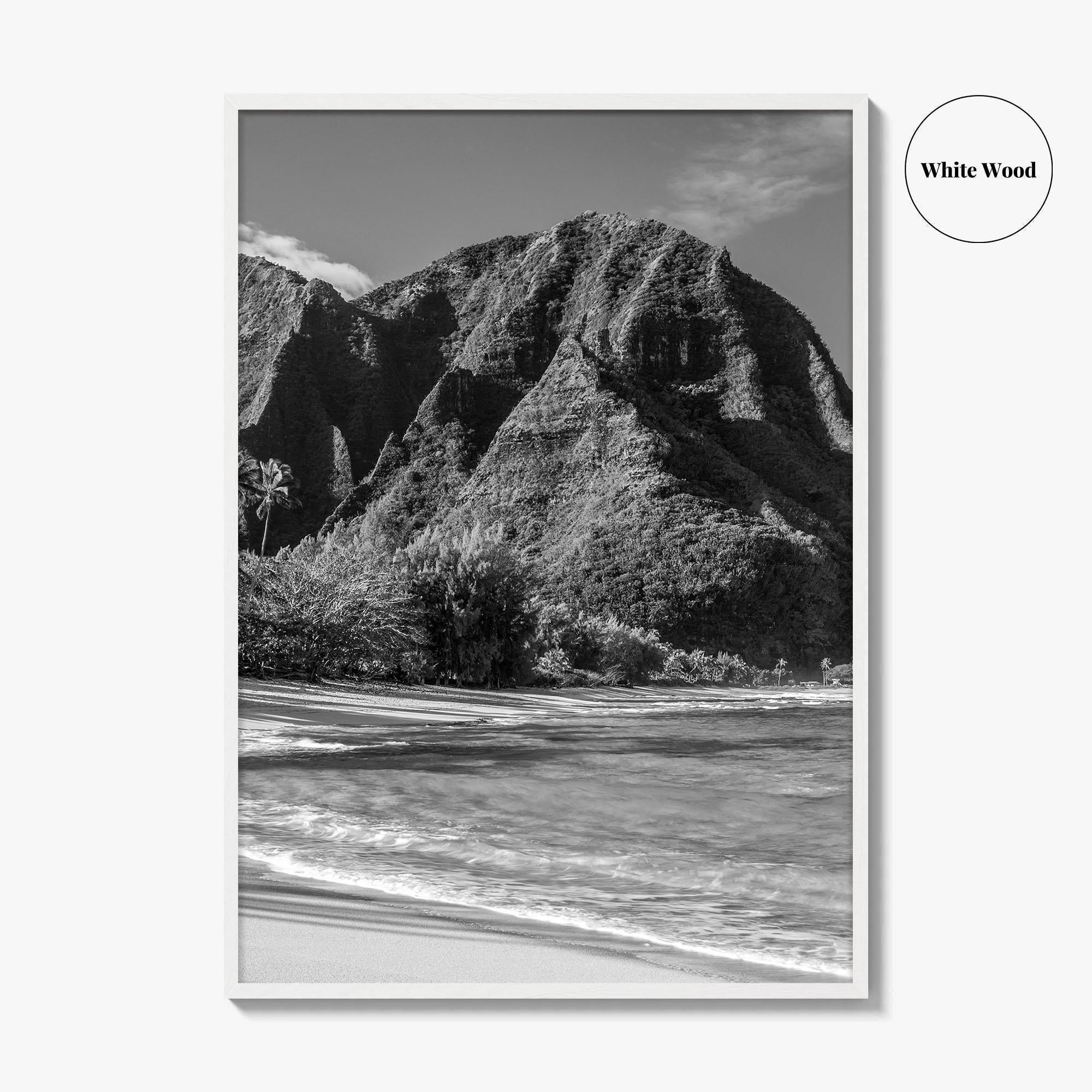 Tunnels Beach Kauai Black and White Fine Art Photo Print, Hawaii Wall Decor, Hanalei