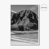 Tunnels Beach Kauai Black and White Fine Art Photo Print, Hawaii Wall Decor, Hanalei