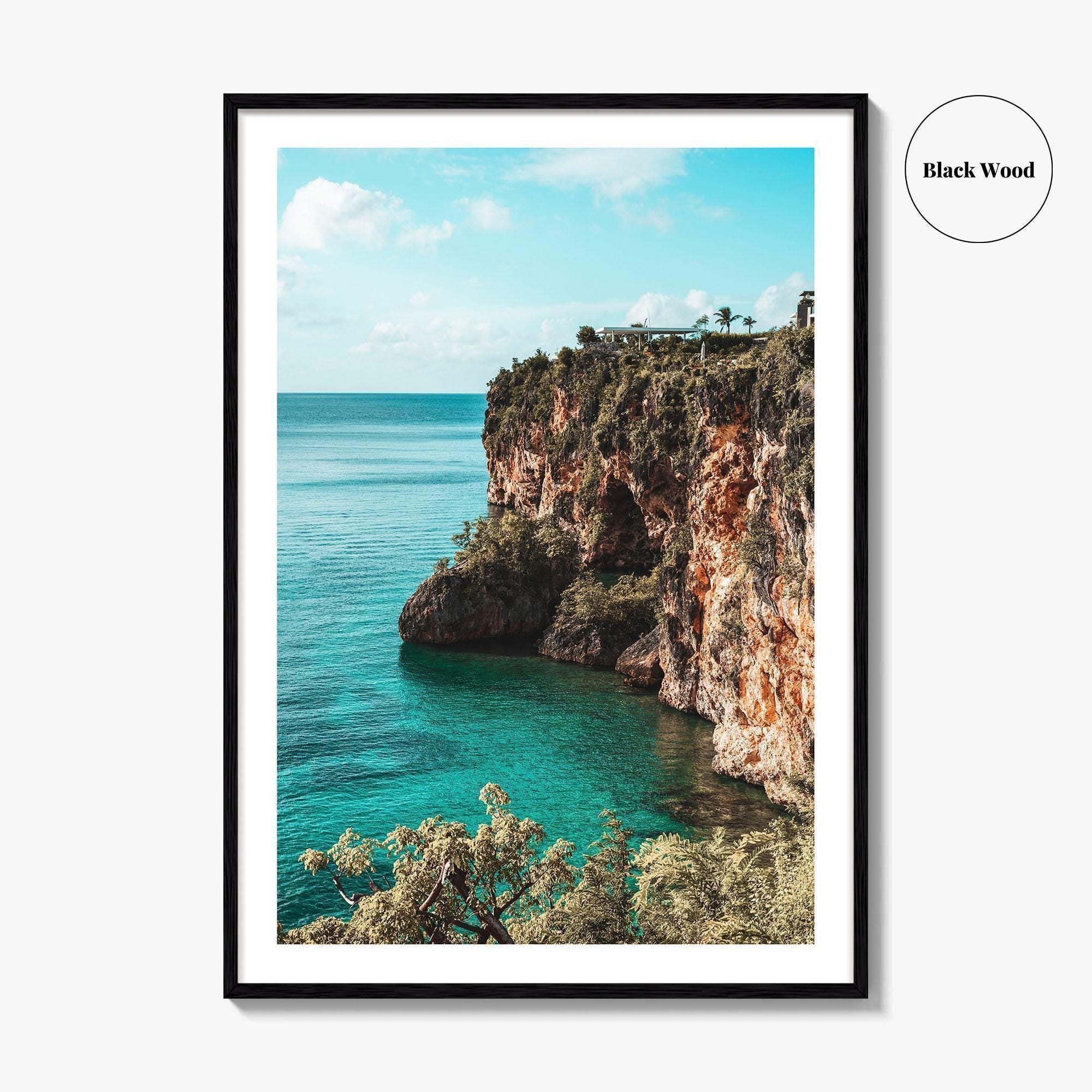 Anguilla Fine Art Photo Print, Caribbean Tropical Coastline Wall Decor Poster, Ocean Cliffs
