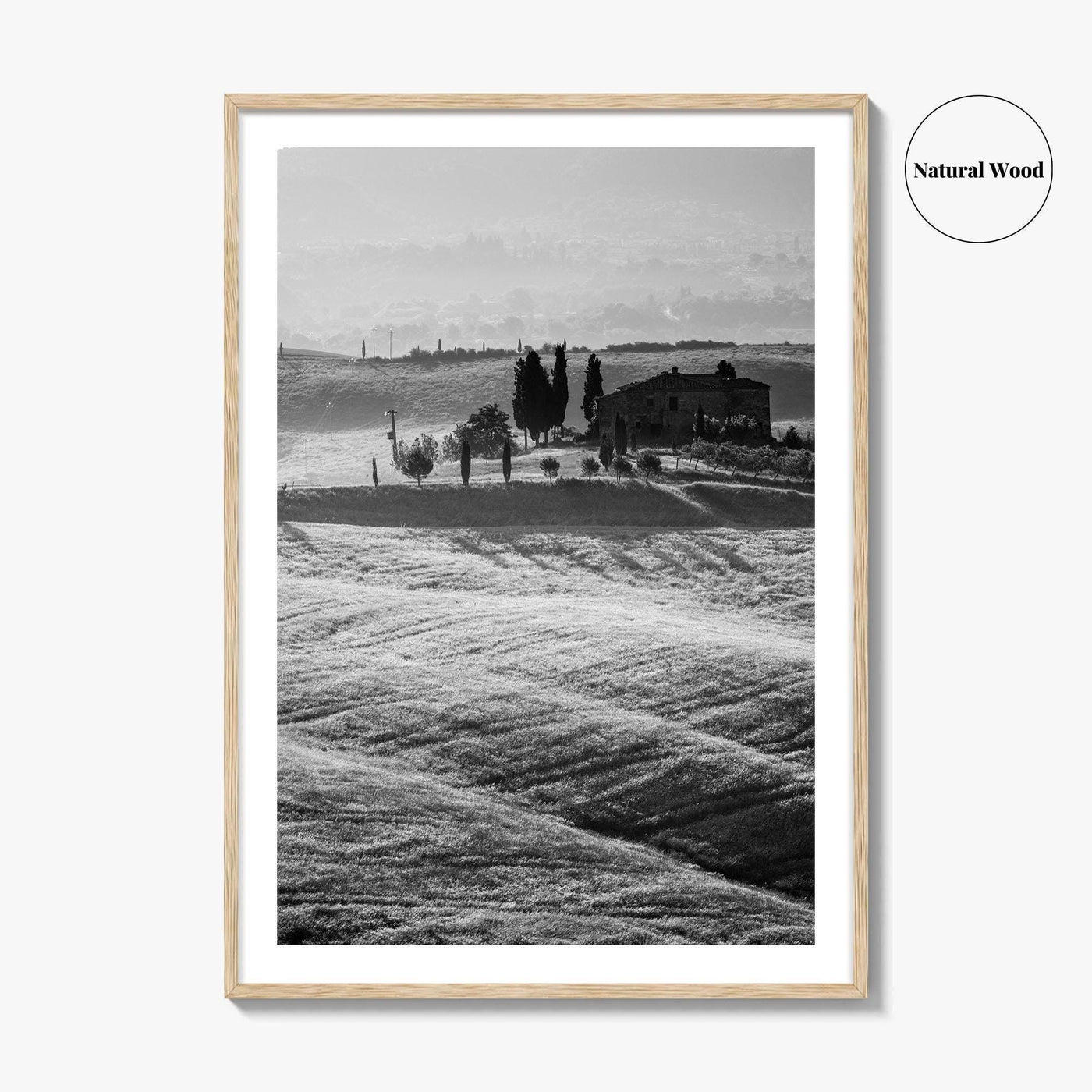Tuscany Black and White Fine Art Photo Print, Italy Landscape Wall Decor Poster