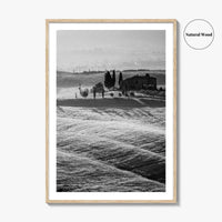 Tuscany Black and White Fine Art Photo Print, Italy Landscape Wall Decor Poster