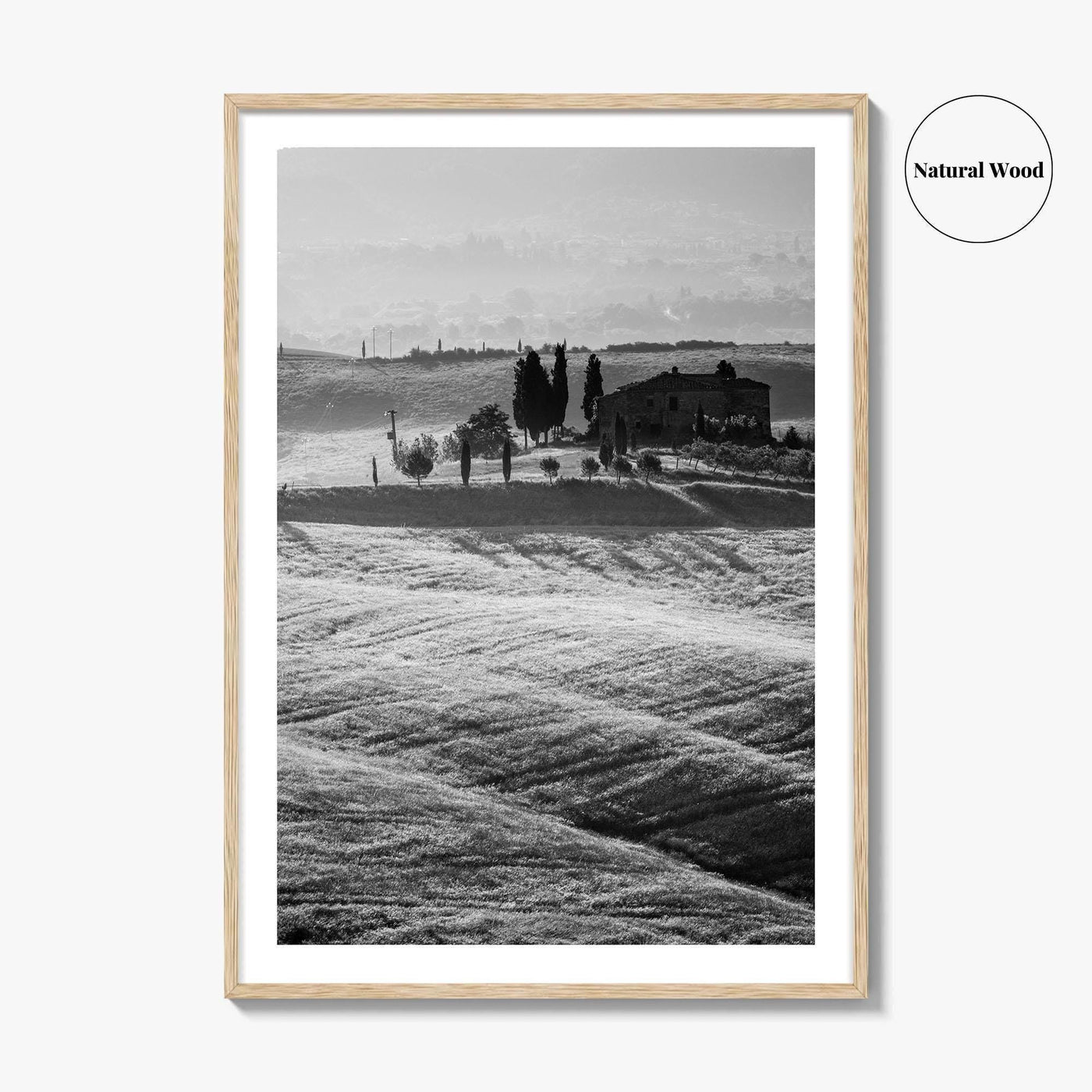 Tuscany Black and White Fine Art Photo Print, Italy Landscape Wall Decor Poster