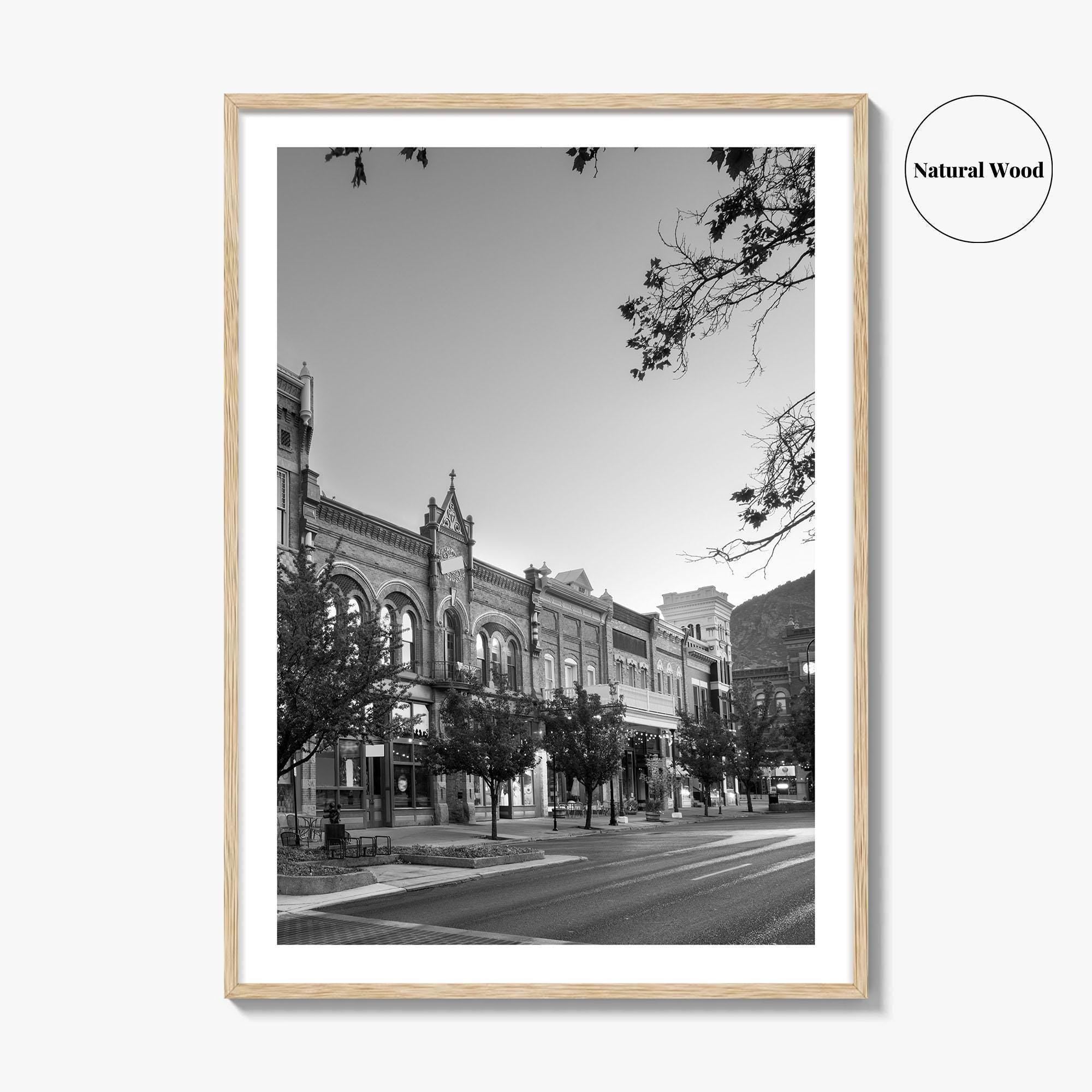 Provo Black and White Fine Art Photo Print, Utah, Downtown Center Street, Poster