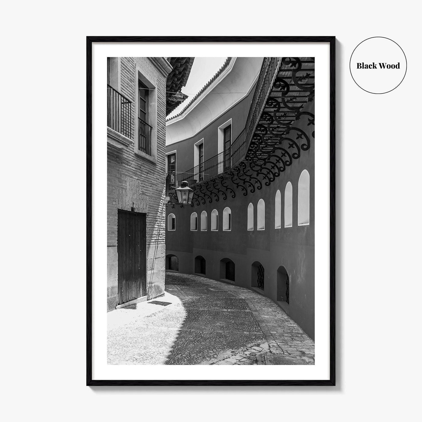 Toledo Black and White Fine Art Photo Print, Old Town Street, Spain Poster
