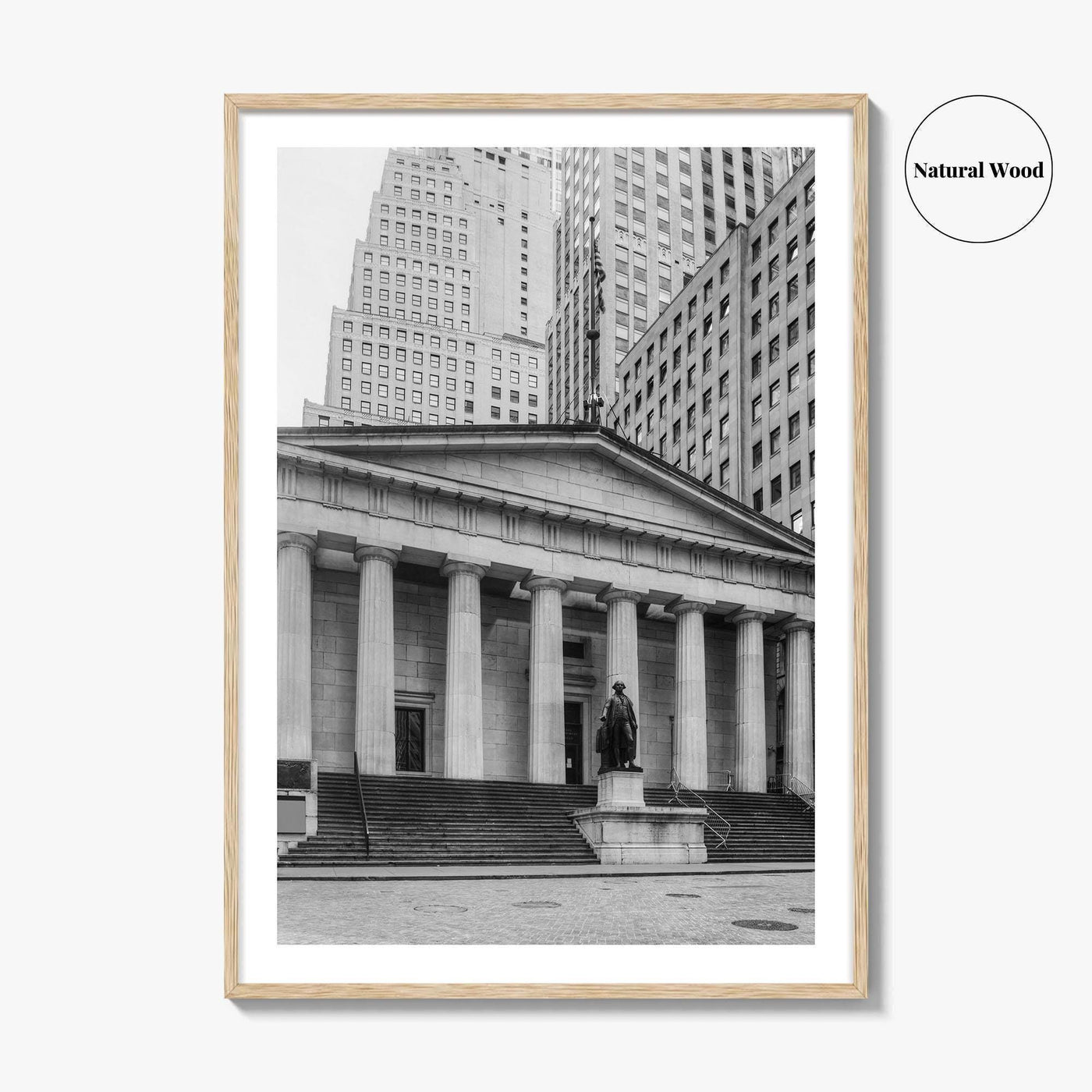 Wall Street Black and White Fine Art Photo Print, Federal Hall National Memorial, NYC