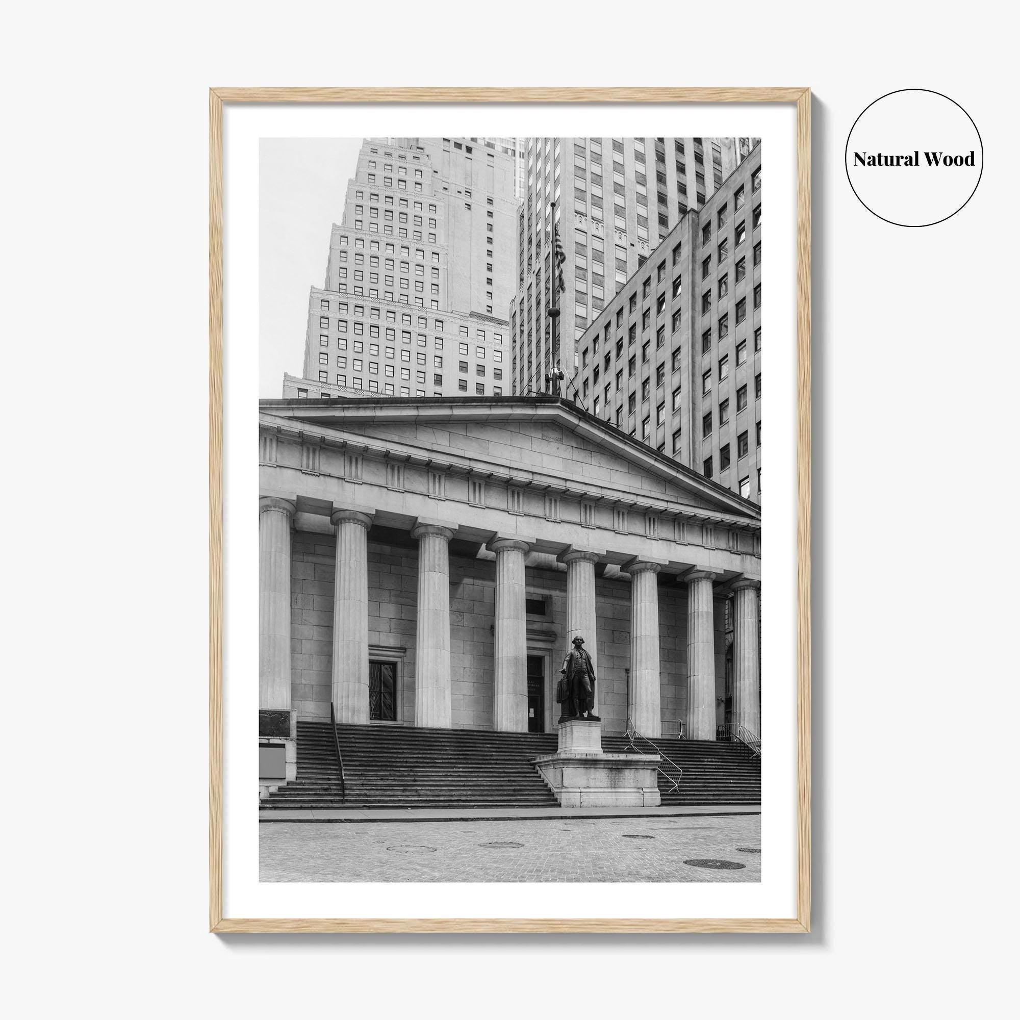 Wall Street Black and White Fine Art Photo Print, Federal Hall National Memorial, NYC