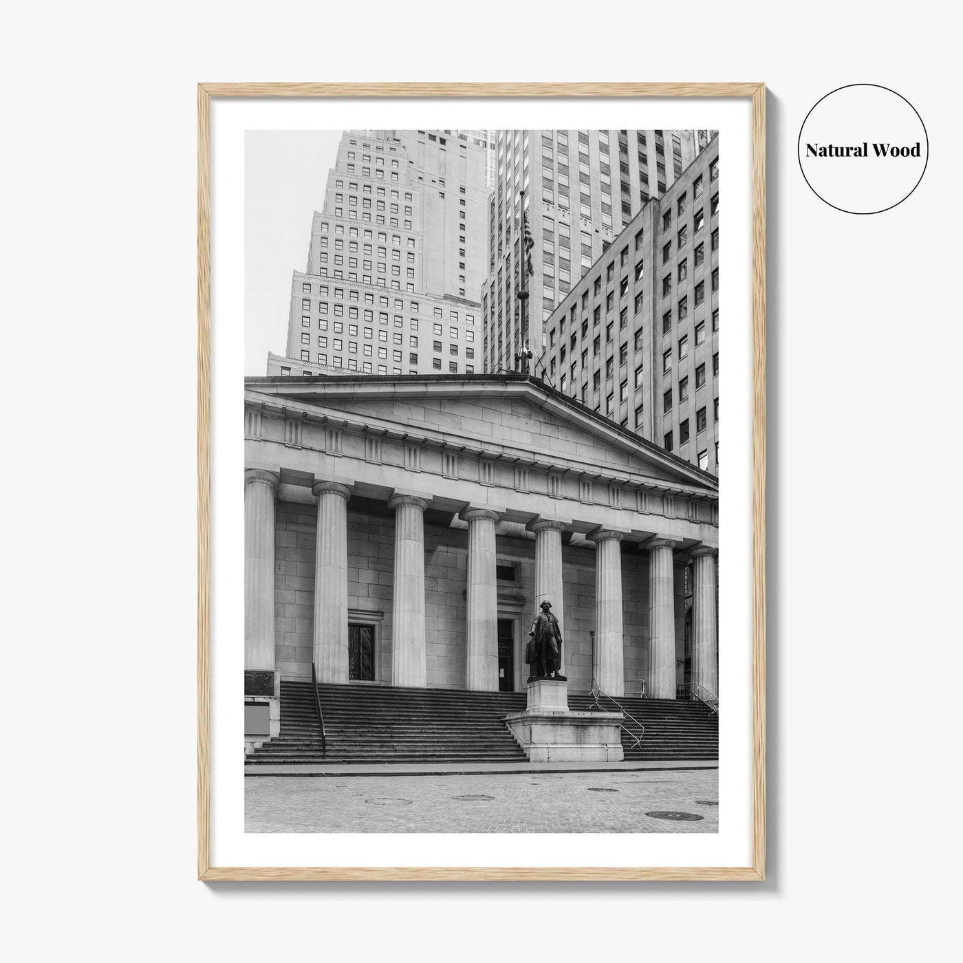 Wall Street Black and White Fine Art Photo Print, Federal Hall National Memorial, NYC