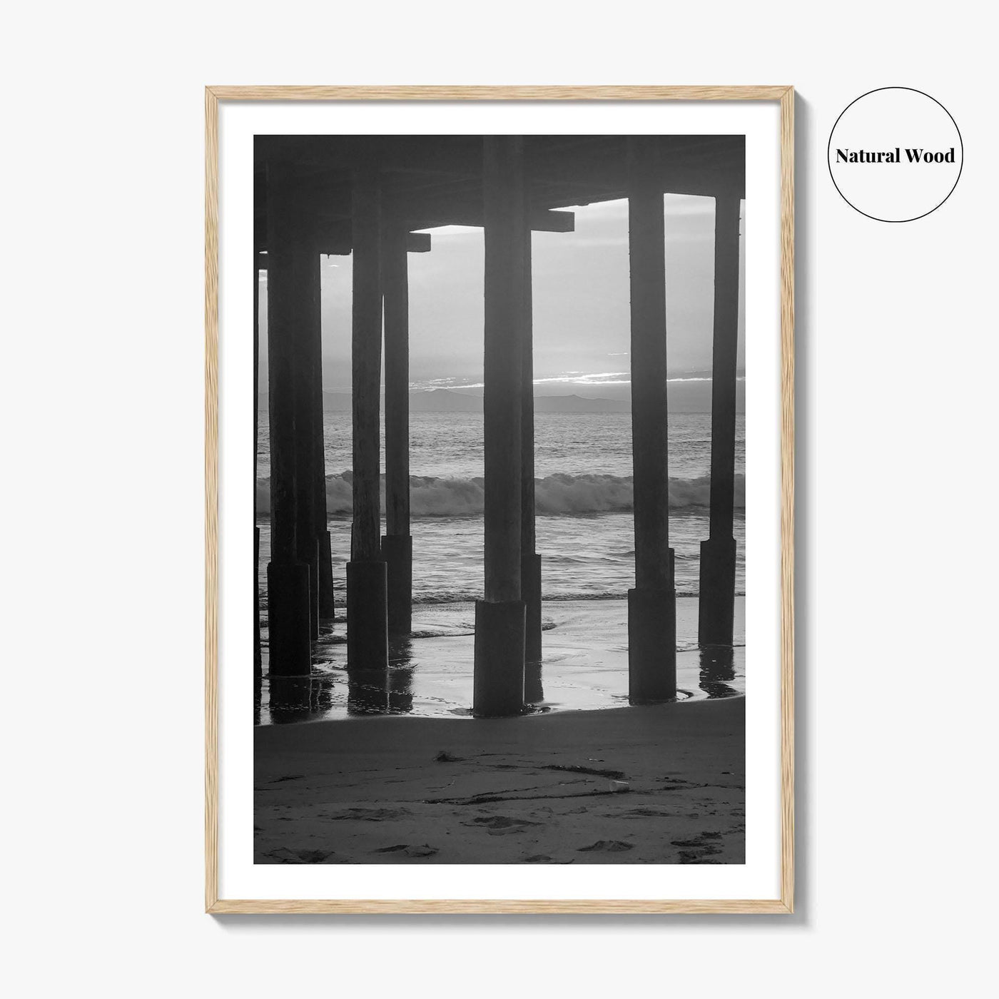Ventura Black and White Fine Art Photo Print, Pier, California Coast Wall Poster, USA