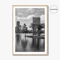 Orlando Skyline Black and White Fine Art Photo Print, Lake Eola Florida Poster
