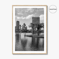 Orlando Skyline Black and White Fine Art Photo Print, Lake Eola Florida Poster