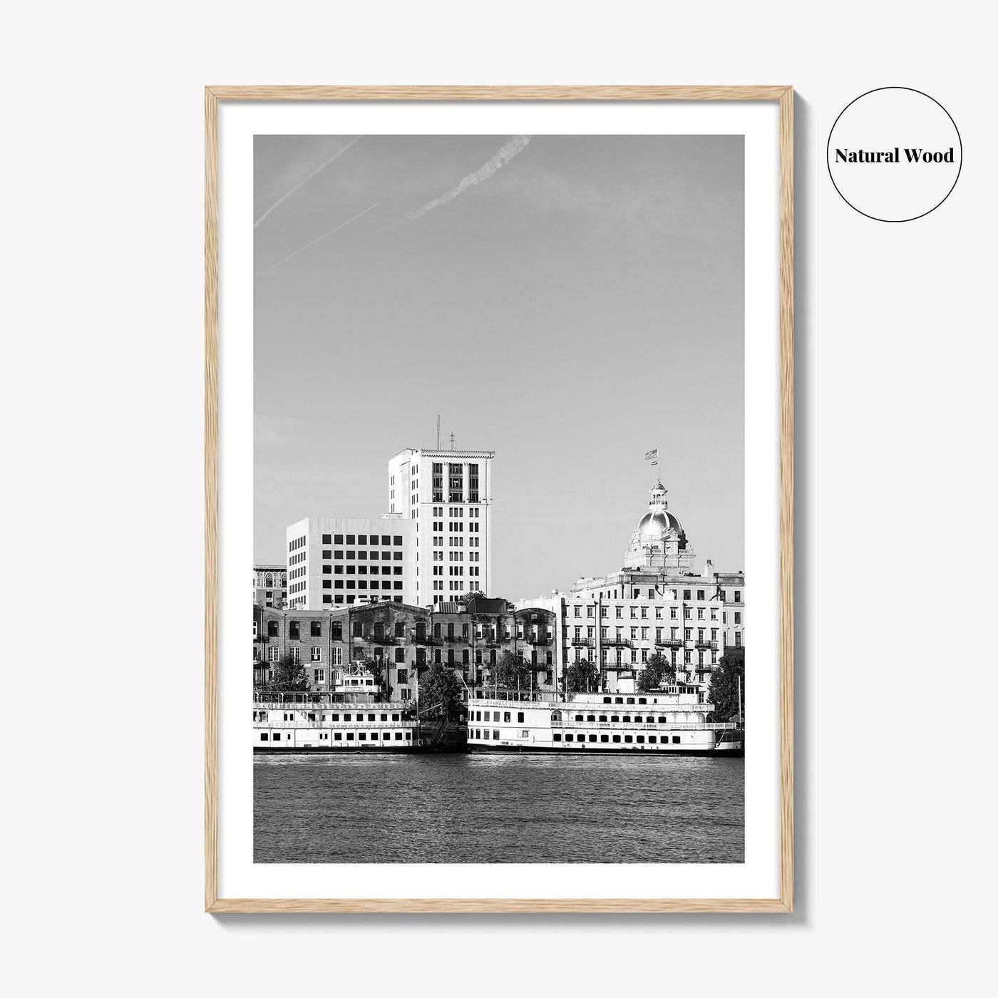 Savannah Skyline Black and White Fine Art Photo Print, Georgia USA, Wall Decor