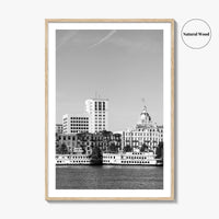 Savannah Skyline Black and White Fine Art Photo Print, Georgia USA, Wall Decor