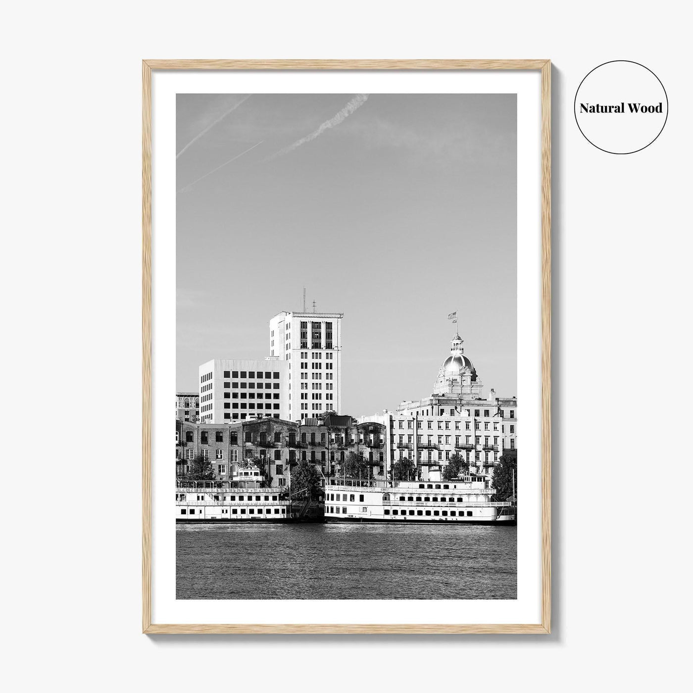 Savannah Skyline Black and White Fine Art Photo Print, Georgia USA, Wall Decor