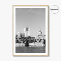 Savannah Skyline Black and White Fine Art Photo Print, Georgia USA, Wall Decor