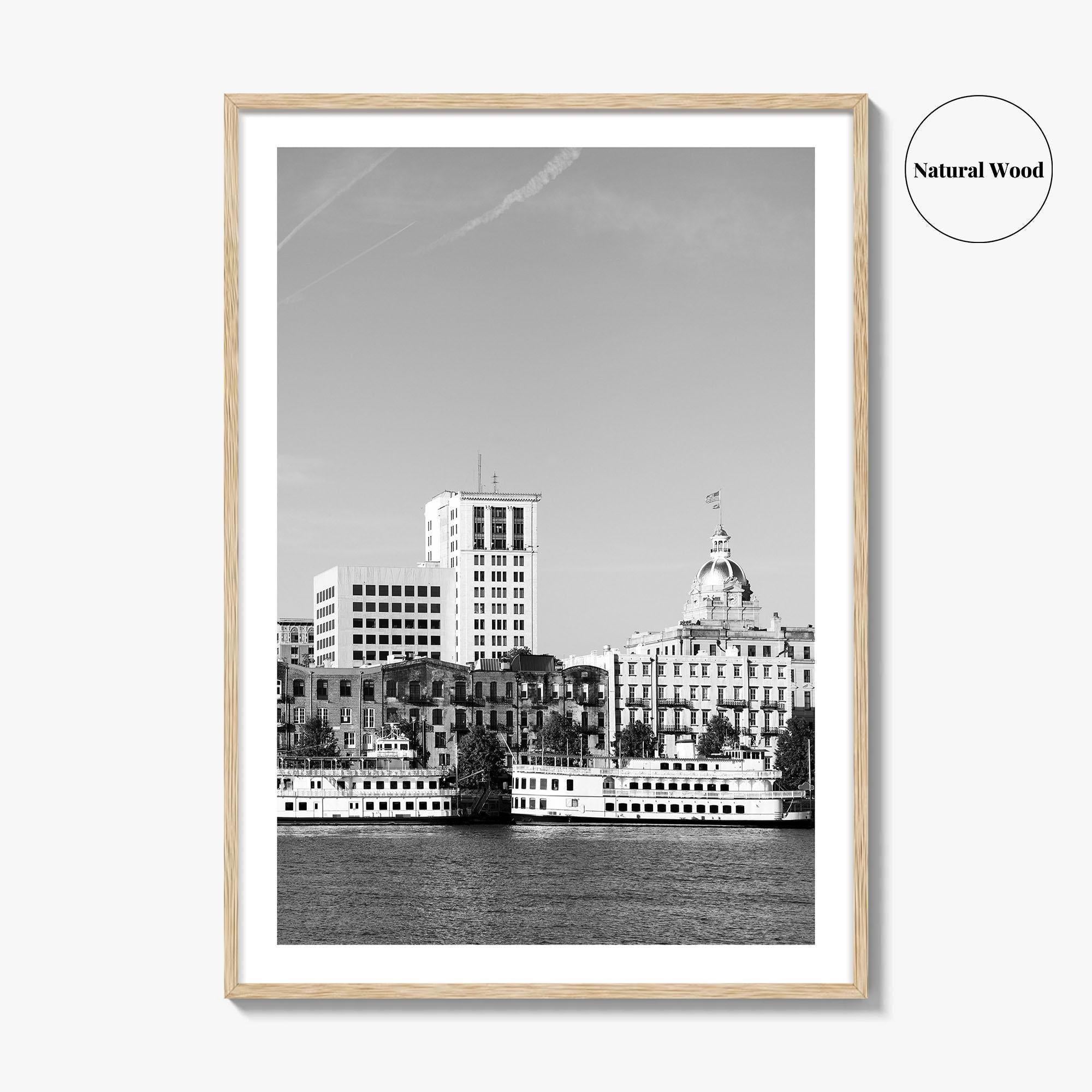 Savannah Skyline Black and White Fine Art Photo Print, Georgia USA, Wall Decor