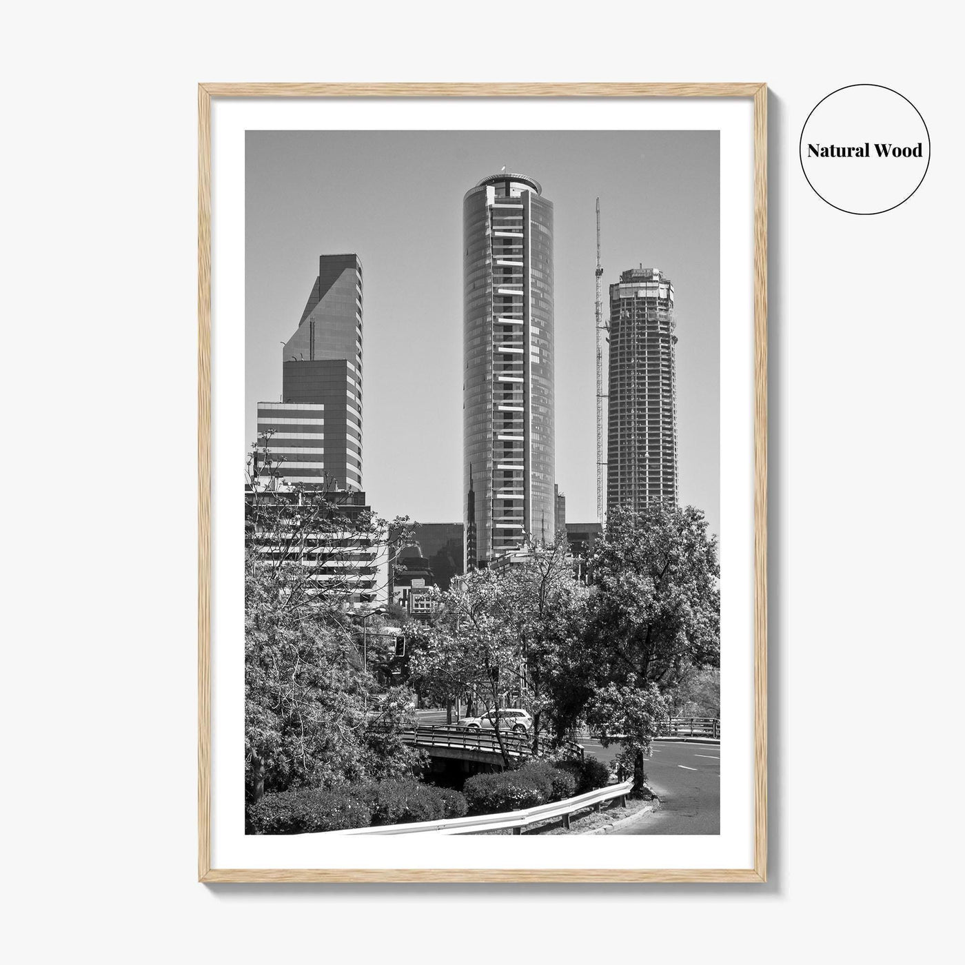Santiago de Chile Skyline Black and White Fine Art Photo Print, Wall Decor Poster