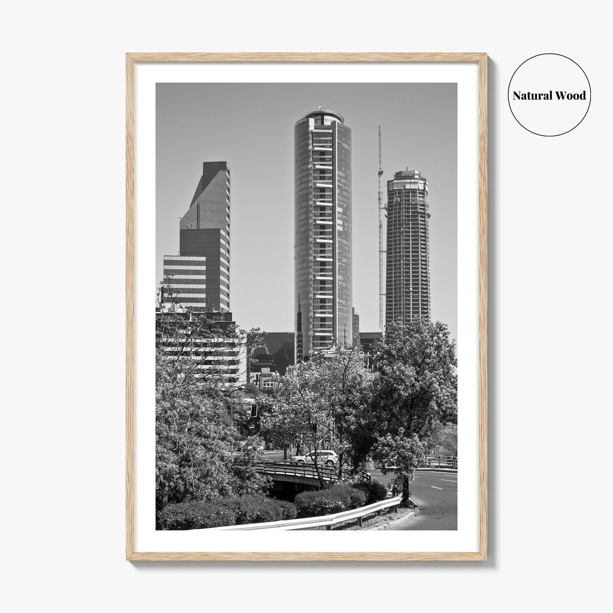 Santiago de Chile Skyline Black and White Fine Art Photo Print, Wall Decor Poster