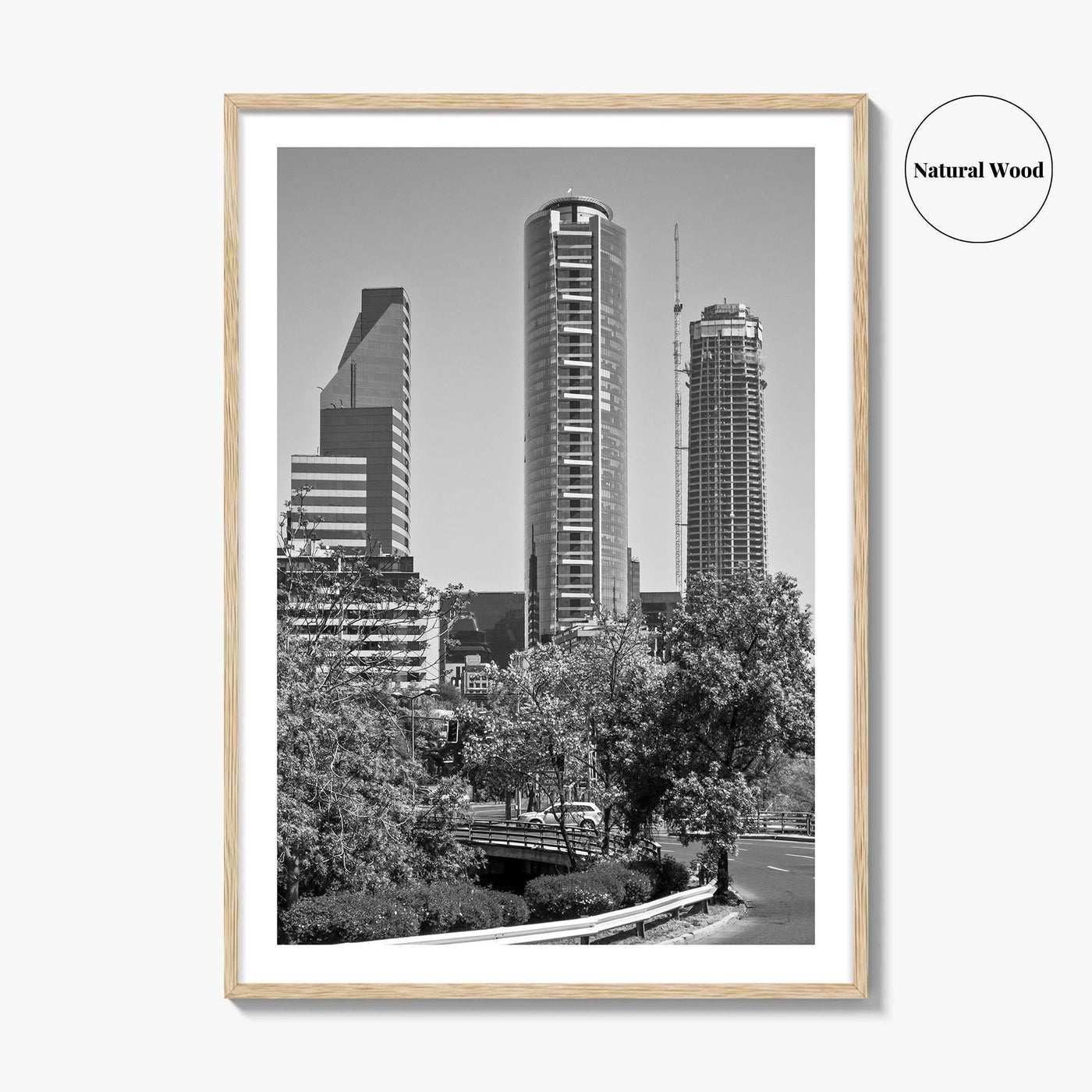 Santiago de Chile Skyline Black and White Fine Art Photo Print, Wall Decor Poster