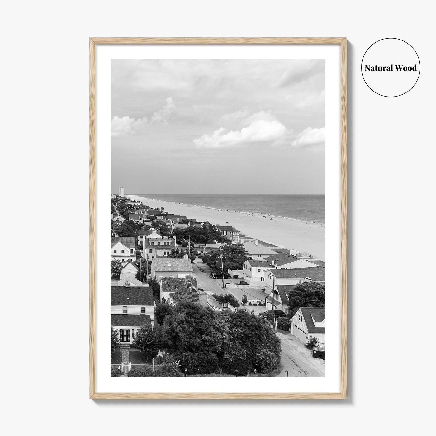 Virginia Beach Black and White Fine Art Photo Print, Aerial Oceanfront Poster, USA