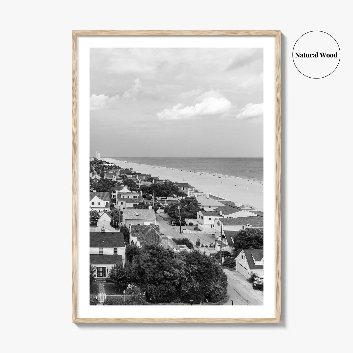Virginia Beach Black and White Fine Art Photo Print, Aerial Oceanfront Poster, USA