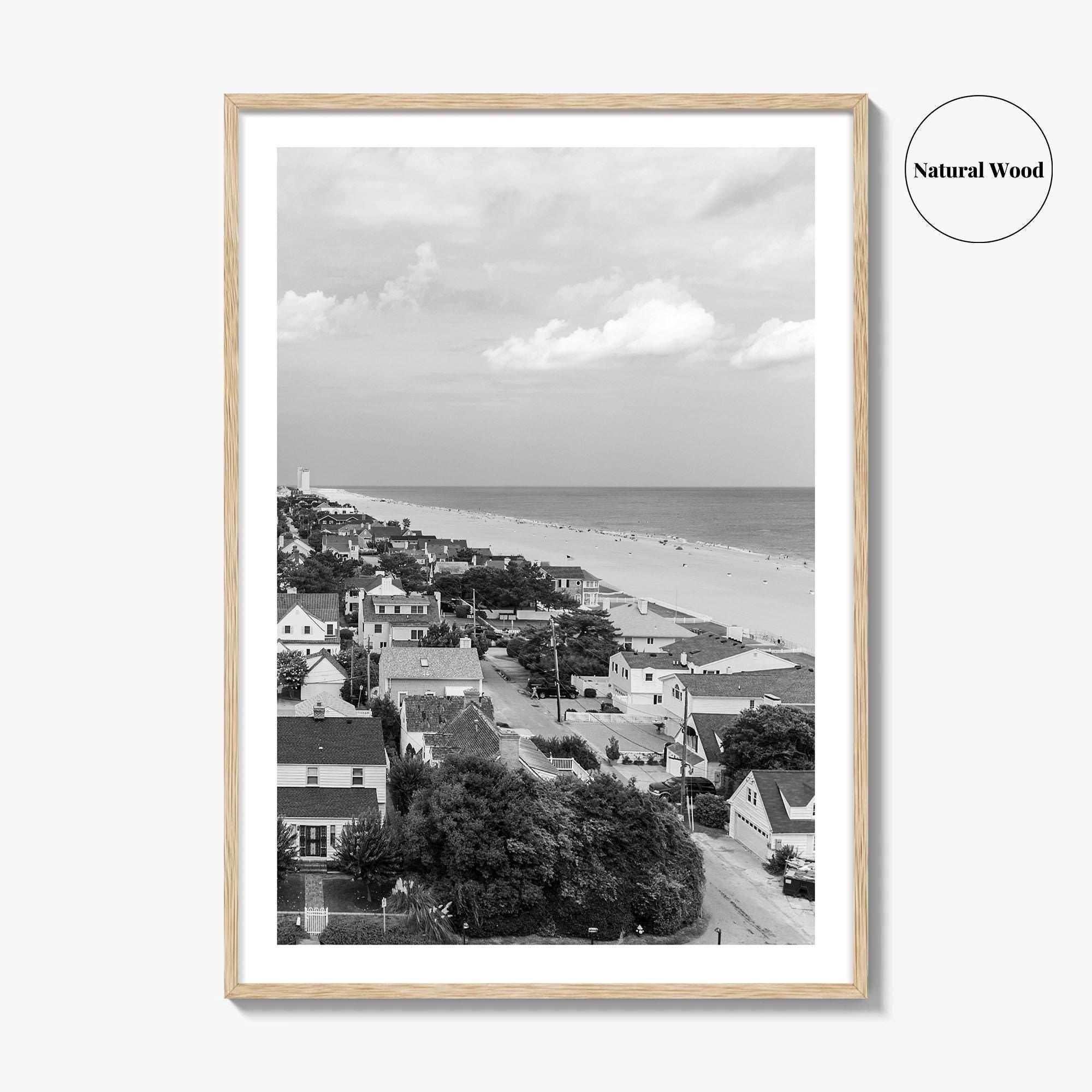 Virginia Beach Black and White Fine Art Photo Print, Aerial Oceanfront Poster, USA